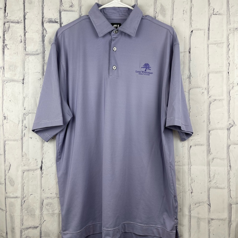 Footjoy striped golf polo Lake Windcrest logo